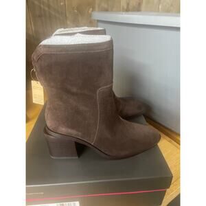 Vince Camuto Water-Repellent Suede Mid-Shaft Boots Color Root Beer Size 7M